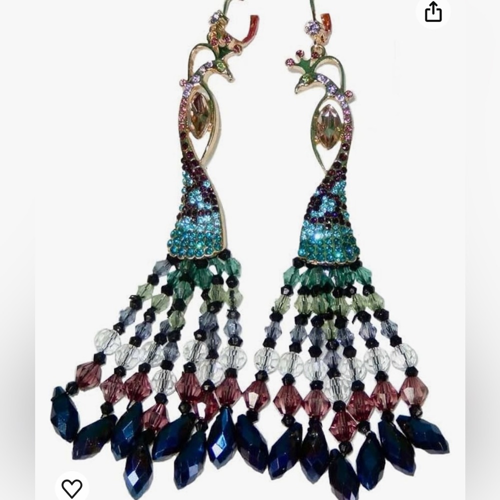 Betsey Johnson chandelier peacock earrings